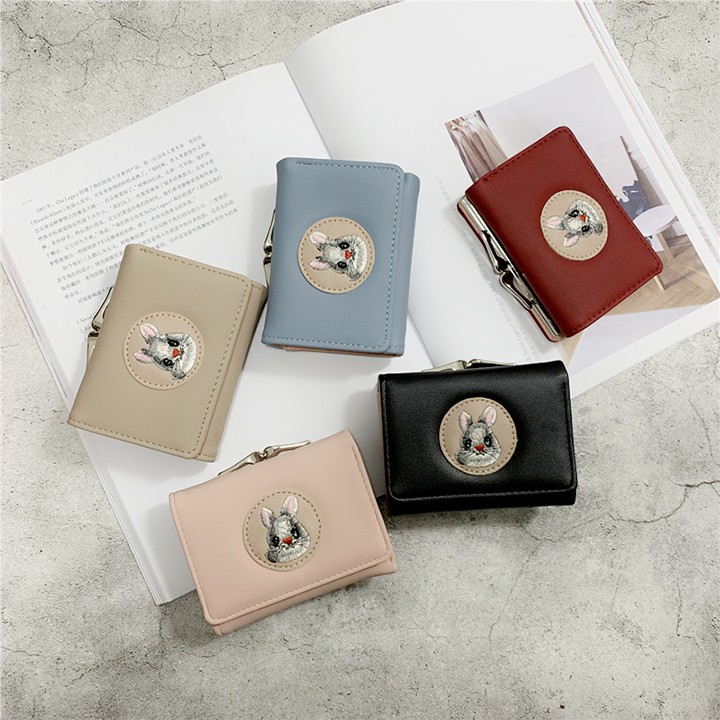 Ví ngắn chất liệu da PU họa tiết hình thỏ dễ thương cho nữ-VG39meomeo