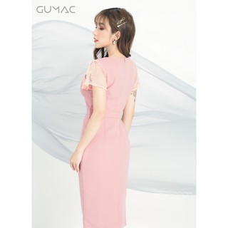 Đầm phổi ren hoa cúc GUMAC MS04904_HONG