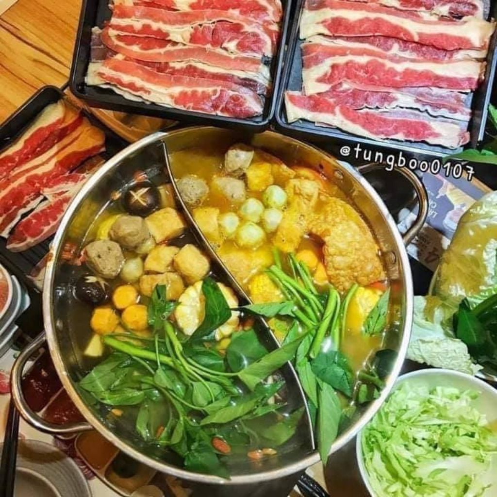 ( Hàng loại 1) Nồi lẩu 2 ngăn 30-32 cm inox cáo cấp| Nấu được bếp từ| Có nắp kính| Nồi có 2 ngăn nấu 2 loại lẩu cùng lúc
