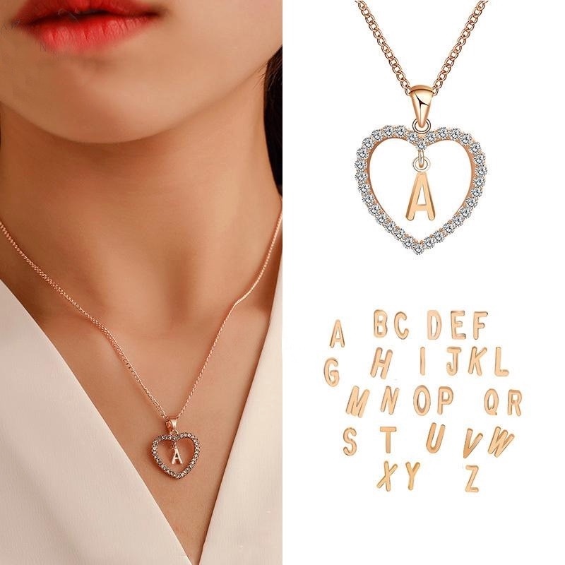 Vòng cổ Mặt 26 Chữ Cái Đính Đá Zircon Thời Trang Cho Nữ