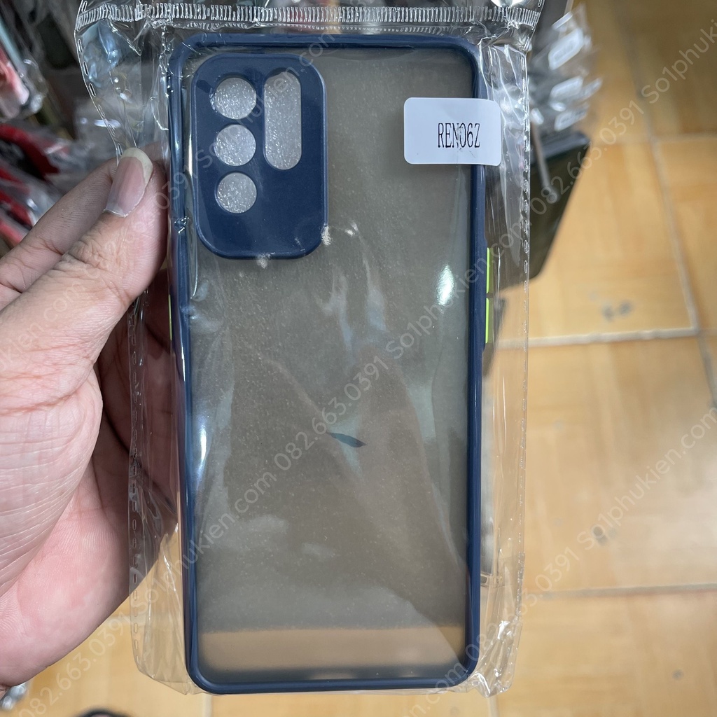 Ốp lưng Oppo Reno 6z 5G viền màu dẻo, lưng cứng nhám chống ố và có lỗ bảo vệ cam