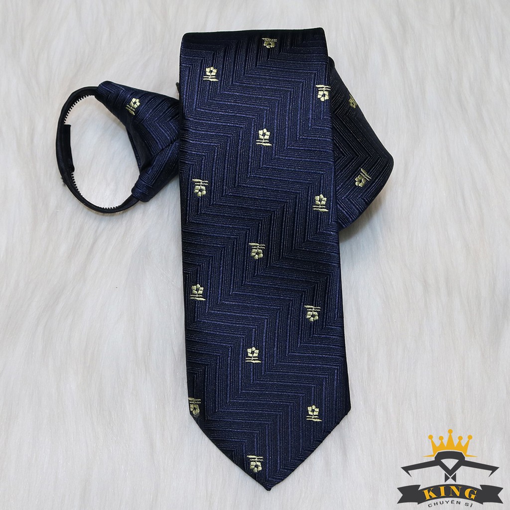 Cà vạt nam chú rể và công sở KING thắt sẵn họa tiết bản nhỏ 6cm vải silk lụa mịn cao cấp sang trọng C020