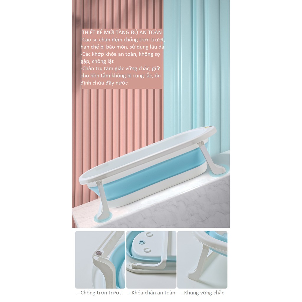 Bồn tắm báo nhiệt gấp gọn cho bé, ngồi nằm hoặc bơi lội, chậu tắm chuyên dụng cho bé từ 0 đến 5 tuổi