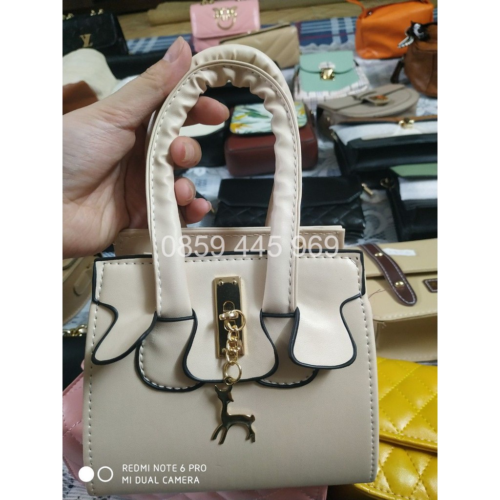 Túi xách nữ form nhỏ thời trang hai màu đen & be | BigBuy360 - bigbuy360.vn