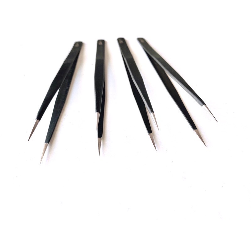 Nhíp Đen Đầu Thẳng Đầu Cong Chuyên Dụng Chất Liệu Thép Không Gỉ Cao Cấp