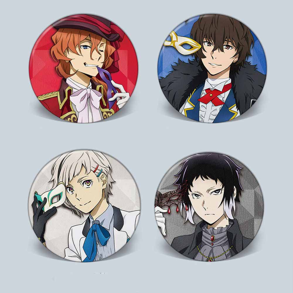 Huy hiệu IN HÌNH Bungo Stray Dogs Văn Hào Lưu Lạc anime chibi xinh xắn dễ thương