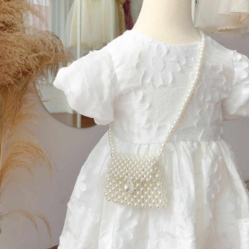 Váy bé gái, đầm bé gái dáng công chúa , hoạ tiết hoa 3d