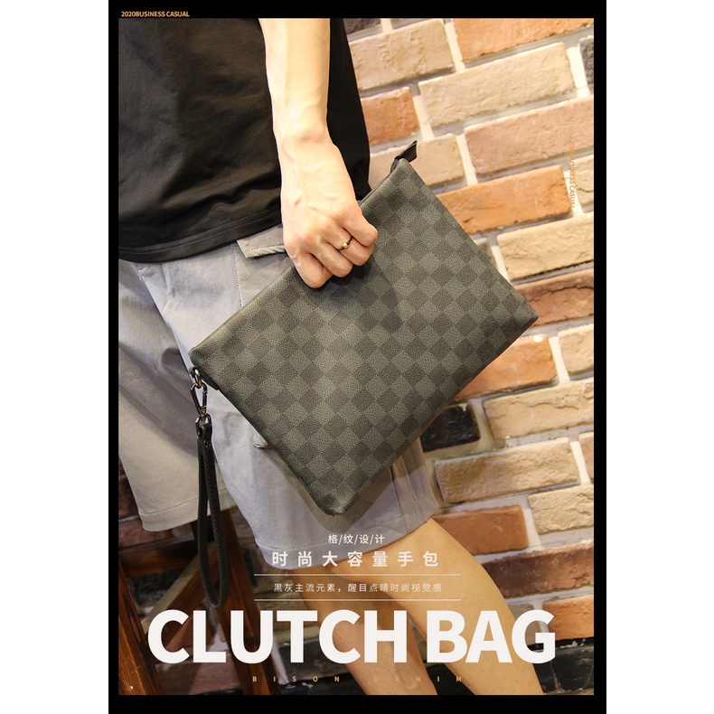 Túi Cầm Tay Họa Tiết Sọc Caro Thời Trang Cho Nam 10inch | BigBuy360 - bigbuy360.vn