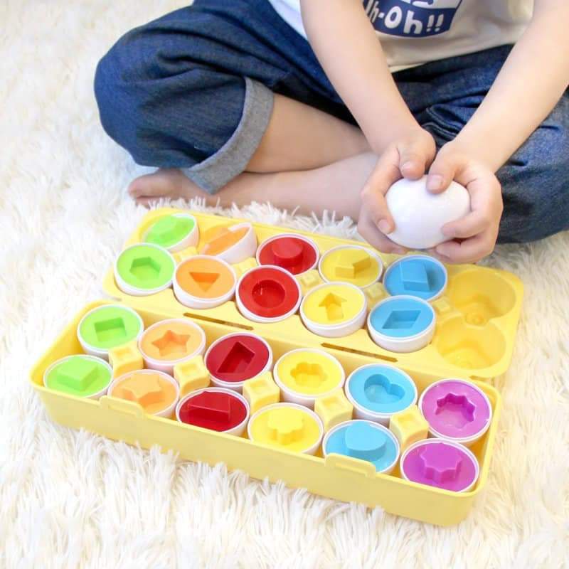 Đồ chơi giáo dục sớm trứng ghép đôi hình học cho bé từ 2 3 4 tuổi, làm quen hình khối, màu sắc