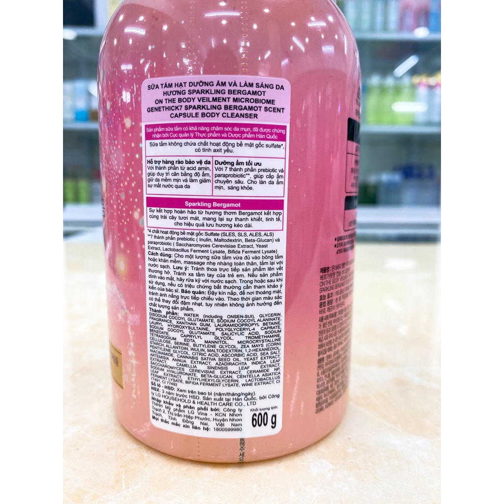 Sữa Tắm Cấp Ẩm Sáng Da On The Body Sensual Bouquet Veilment Microbiome Capsule Body Cleanser 600g