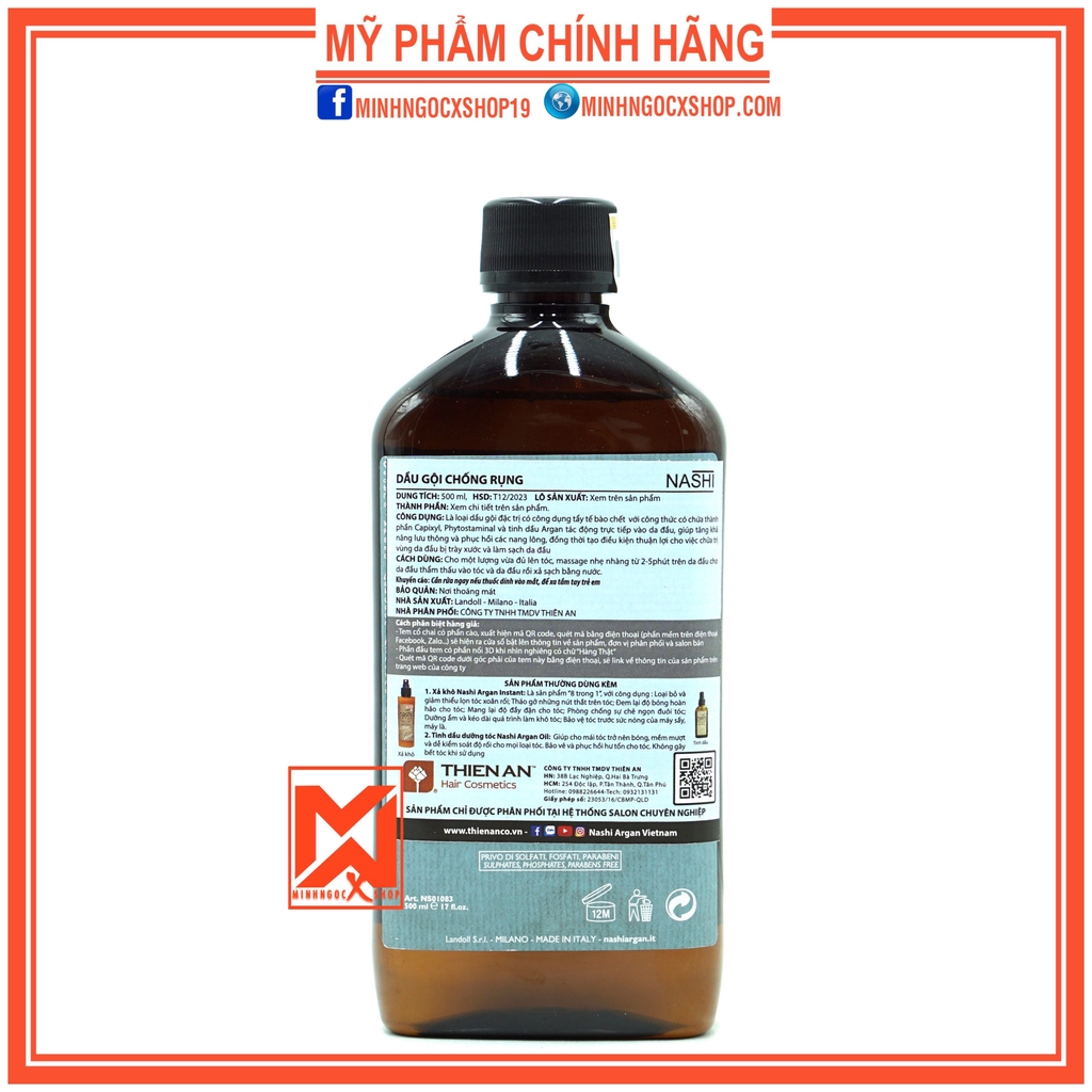 ✅[ NASHI ] DẦU GỘI CHỐNG RỤNG TÓC NASHI ARGAN CAPIXYL 500ML CHÍNH HÃNG