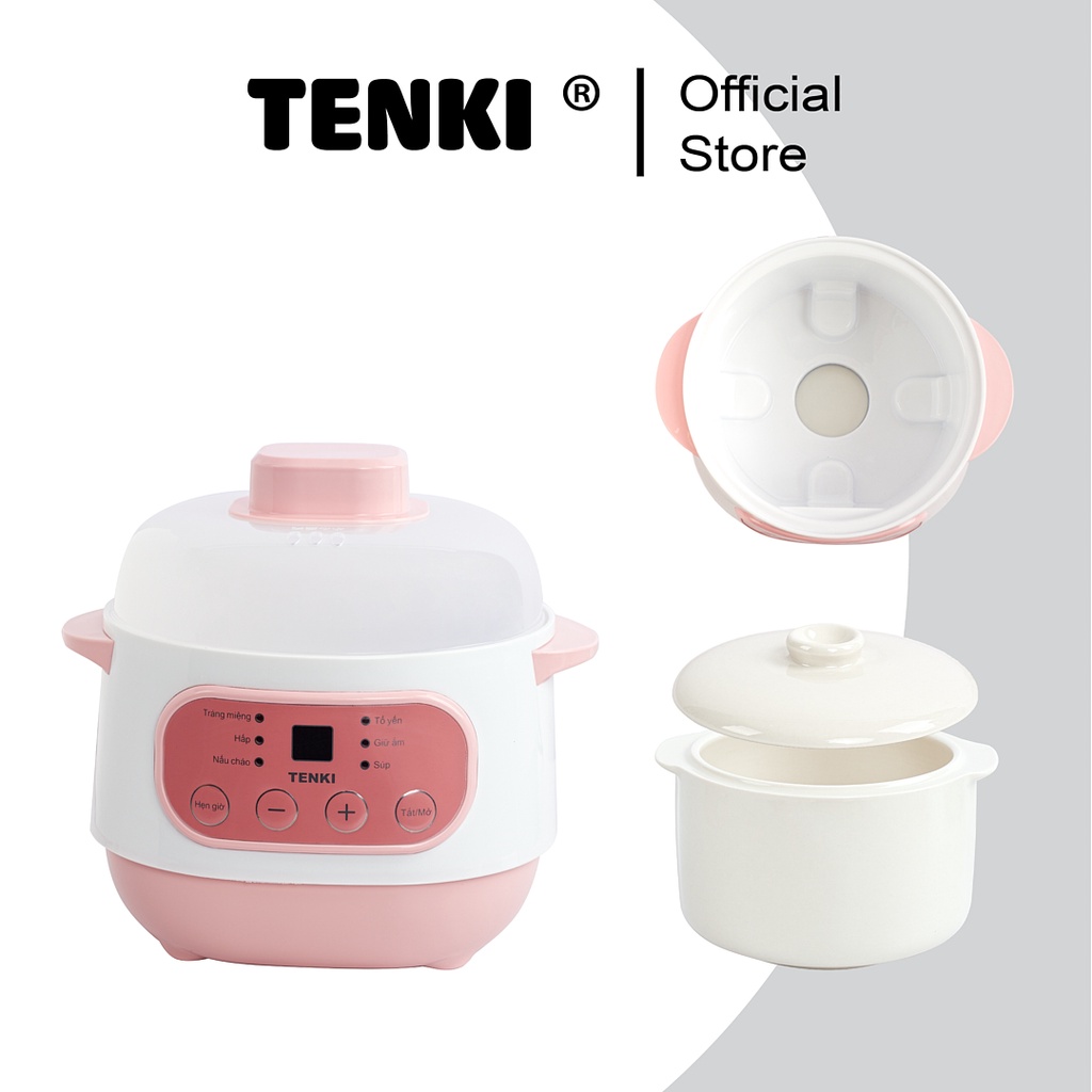 Nồi Nấu Chậm Cho Bé Ăn Dặm TENKI TI-1588, Nồi Nấu Cháo Chậm, Nồi Hầm Cách Thủy Đa Năng, Kho Cá Chậm 1L 6 Chế Độ Nấu