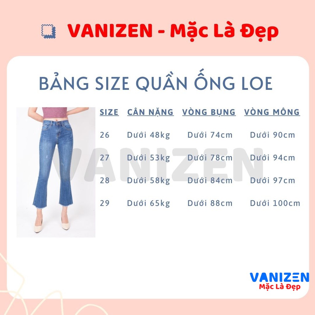 Quần jean nữ ống loe đẹp lưng cao cạp cao xước nhẹ hàng hiệu cao cấp mã 409 VANIZEN