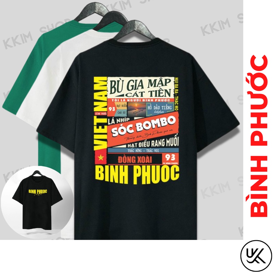 Áo thun tay lỡ BÌNH PHƯỚC, Áo phông 63 tỉnh thành Form rộng oversize, chất liệu Cotton KKIMSHOP