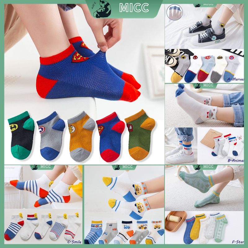 Set 5 Đôi Tất Lưới Cao Cấp Cho Bé  Tất Điều Hòa Bé Trai Bé Gái Ống Ngắn Thoáng Khí Co Giãn Mùa Xuân Bé 1-12 Tuổi