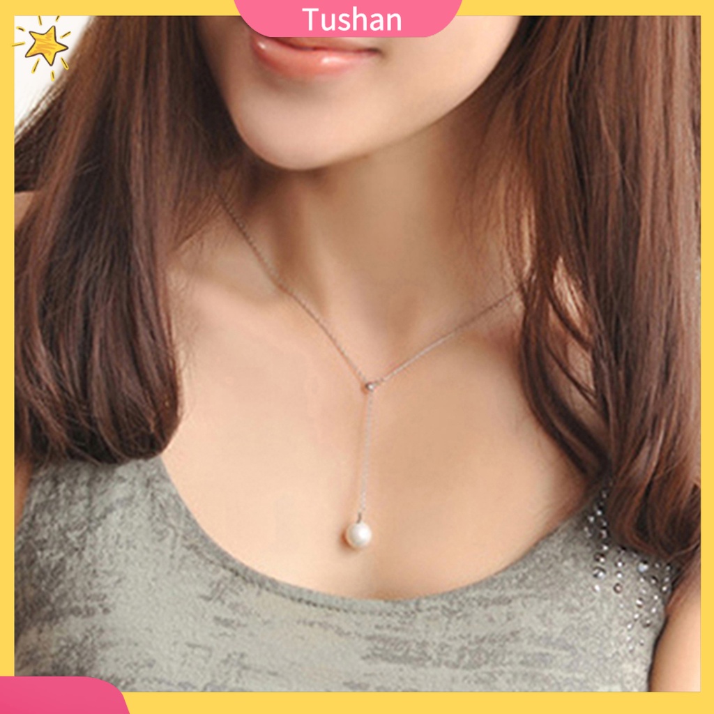 Dây chuyền mặt đính hạt ngọc trai giả điều chỉnh được thời trang dành cho nữ