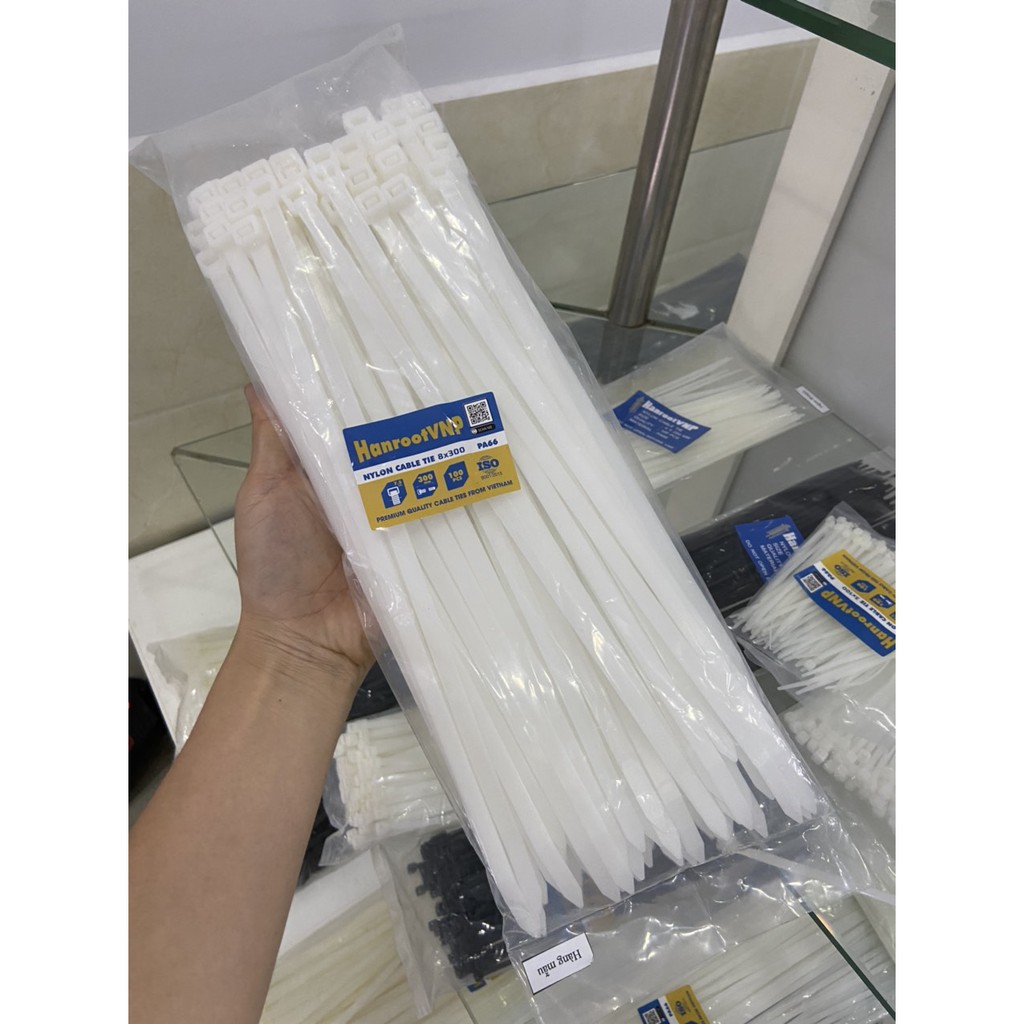 Size 30-50cm Túi 100 Dây Rút nhựa 2 Màu Trắng- Đen, Lạt nhựa cao cấp