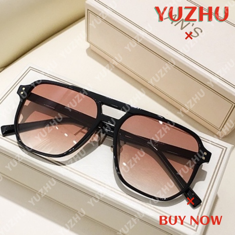 (YUZHU) Kính Mát Gọng Vuông Màu Gradient Thời Trang Vintage