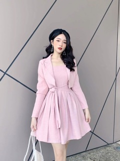 Set blazer áo váy buộc eo V556 KYMIE