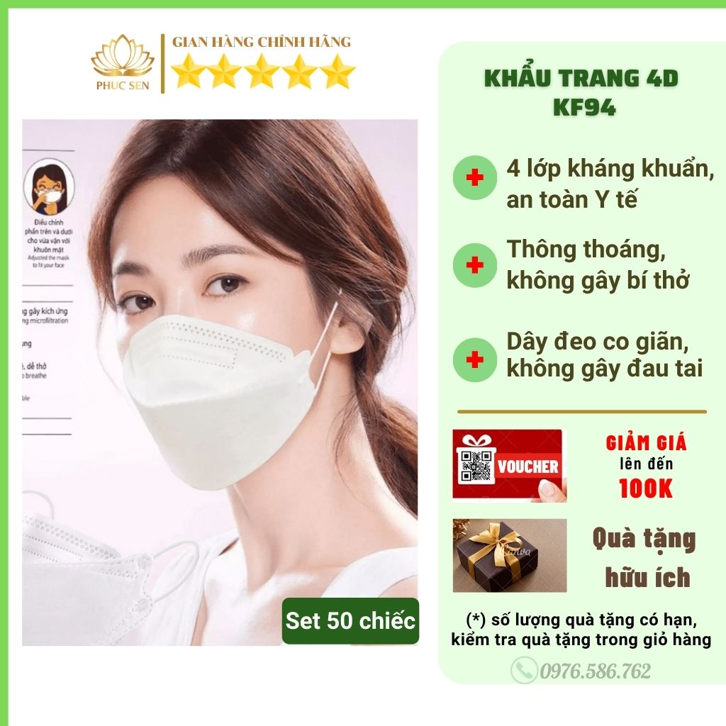 Set 50 Chiếc Khẩu Trang 4D KF94 LS MASK Chống Bụi Mịn Và Kháng Khuẩn Hàng Cao Cấp