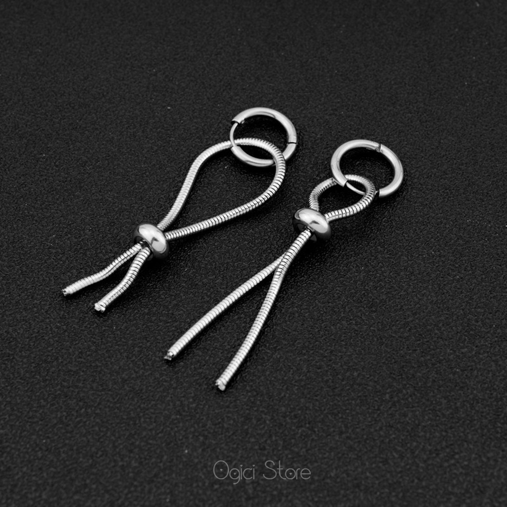 Bông tai, Khuyên tai nam nữ thép không gỉ dáng tròn thả dạng chuỗi dây rắn cá tính, Độc đáo, Unisex, 1 chiếc