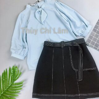 Áo sơ mi nơ cổ cách điệu