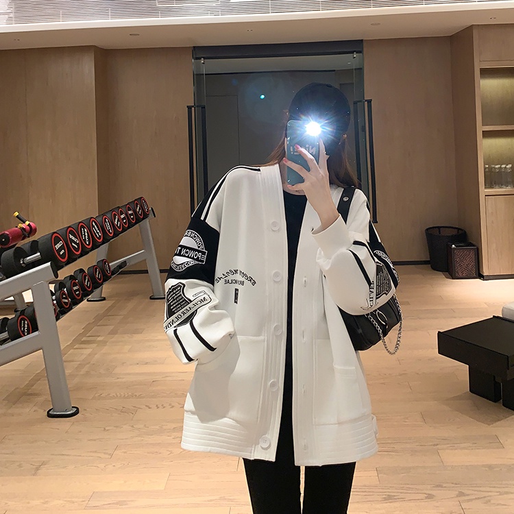 Áo cardigan in logo chữ brcon- Áo Khoác Nỉ Unisex Dáng Rộng Phong Cách Hàn Quốc