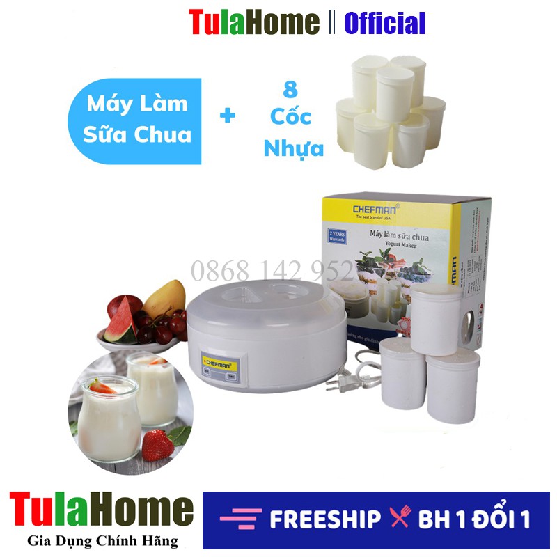 ✅BH 12 THÁNG✅ Máy làm sữa chua Chefman chính hãng TulaHome, Máy làm sữa chua tại nhà kèm 8 cốc