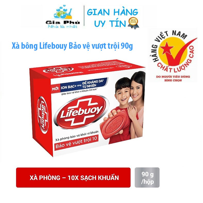 Xà bông cục Lifebuoy 90g bảo vệ vượt trội Đỏ/Xanh dương