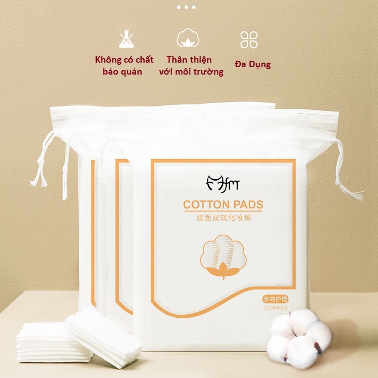 (Hàng Chuẩn 100%) Bông tẩy trang 222 miếng Cotton Pads - Lameila BTT222