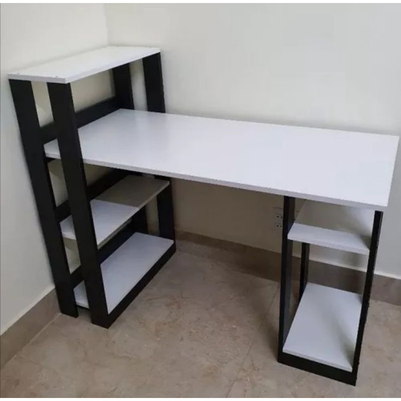 Bàn làm việc. Bàn máy tính kèm giá sách.