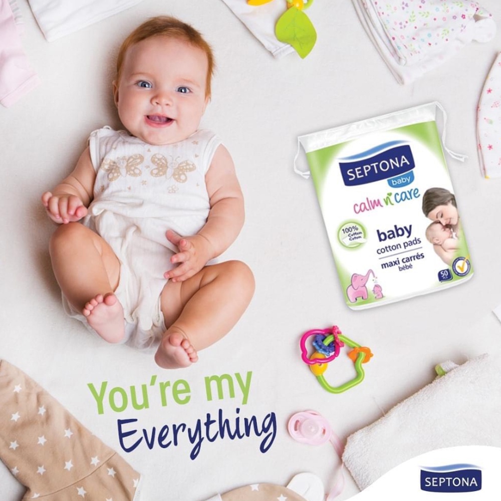 Bông cotton tắm bé Septona Cotton Pads dành cho bé 50 miếng
