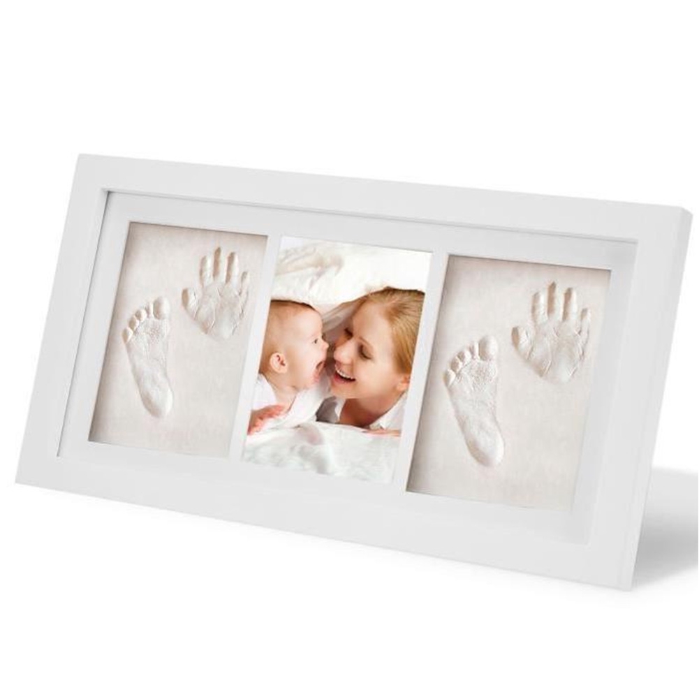 Growth Record Nontoxic Clay Wooden Photo Frame Handprint Gift Home Decor Memory Baby Footprint Kit