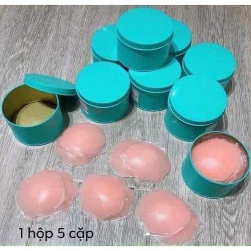 Miêng dán ngực silicon, dán ti hộp 5 cặp siêu dính tái sử dụng được nhiều lần