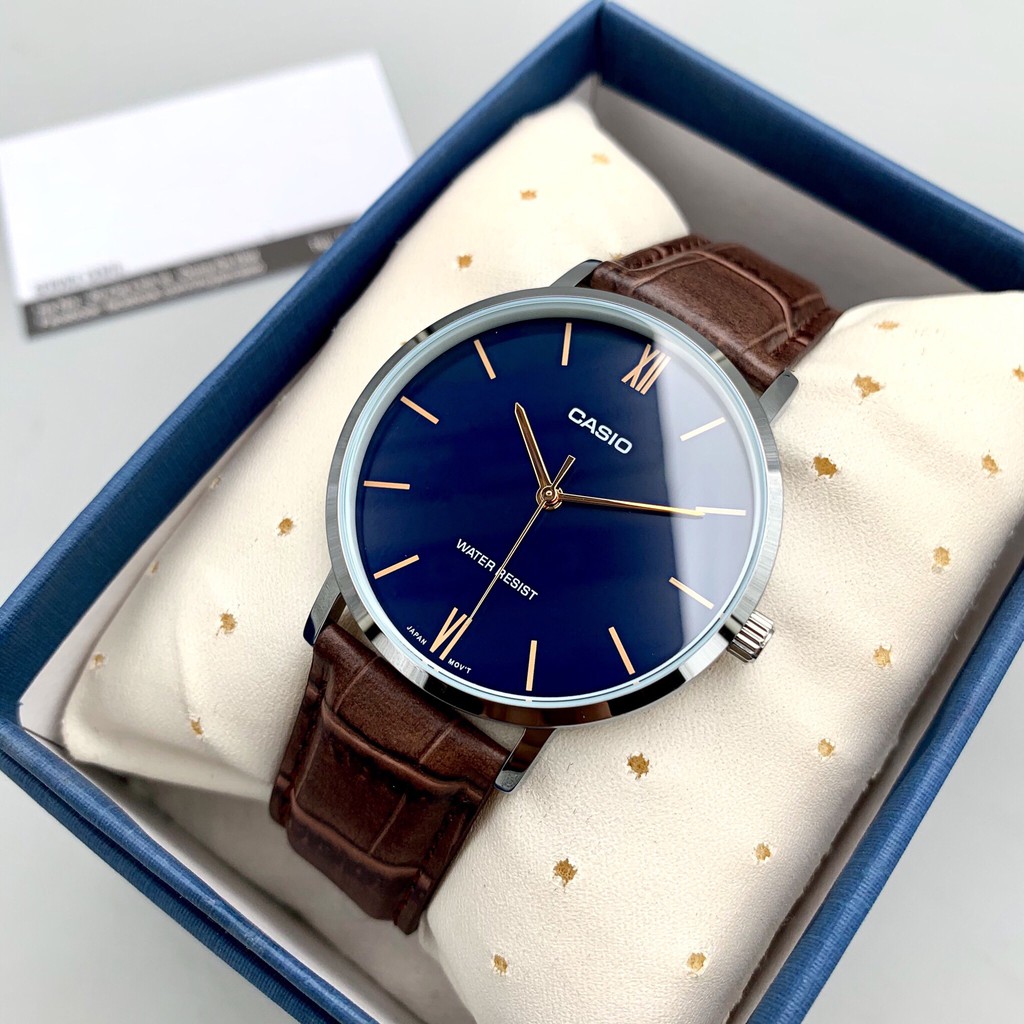 Đồng hồ nam dây da Casio Anh Khuê MTP-VT01L-2BUDF