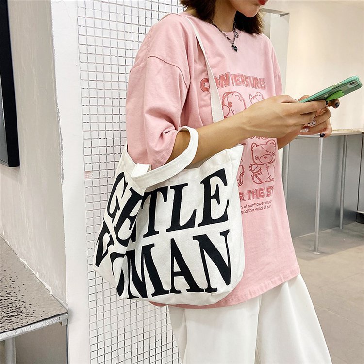 Túi xách tay đeo vai JASMIN NOIR vải canvas sức chứa lớn thời trang đơn giản dành cho nữ