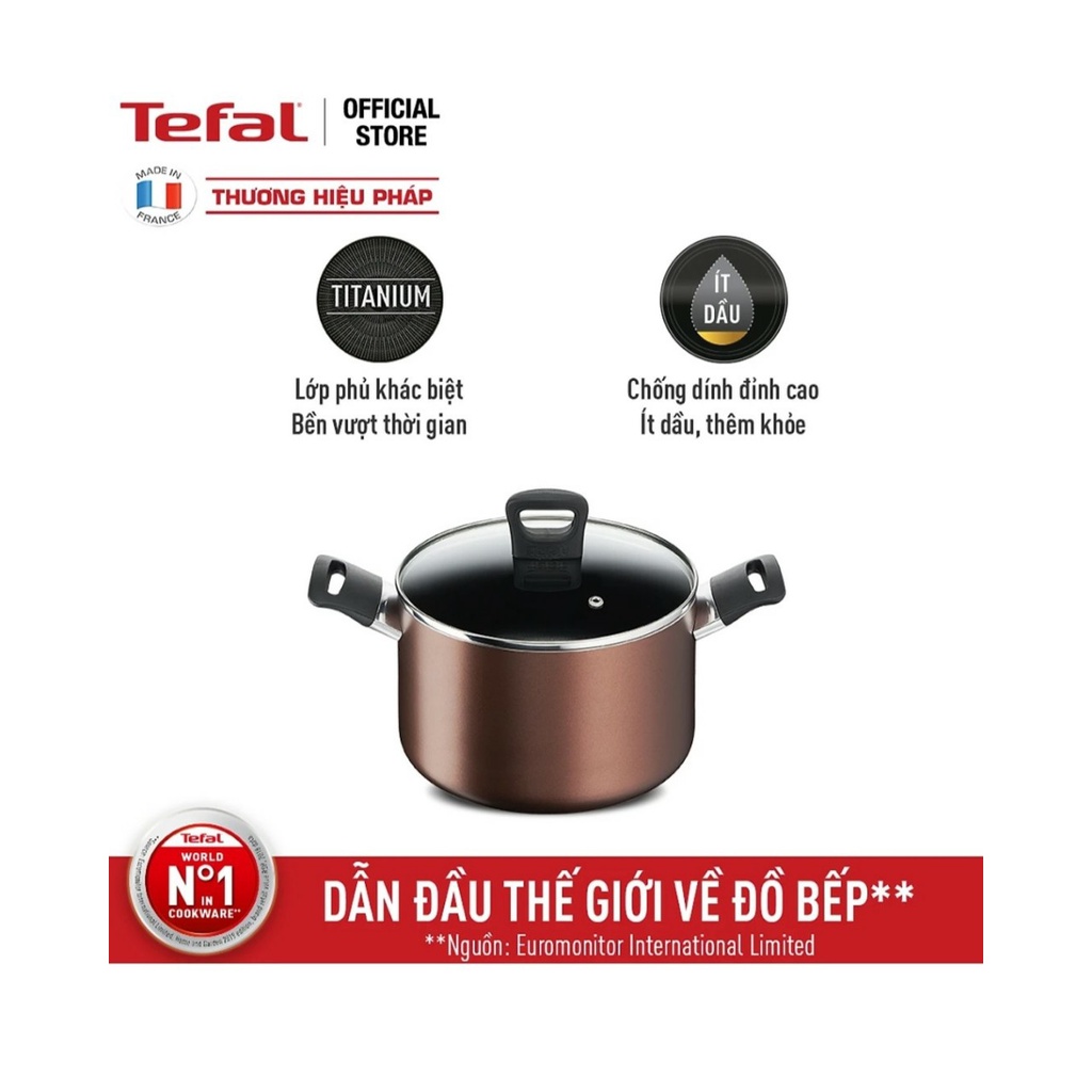 Chảo chống dính sâu lòng đế từ B2266695 cm/ Nồi G1434406 20cm - Tefal Day By Day G1436405 - Quánh G1432305 18cm