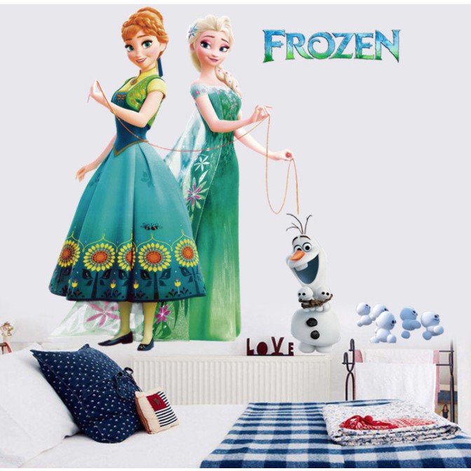 Decal hình dán tường 3D công chúa Elsa và Anna