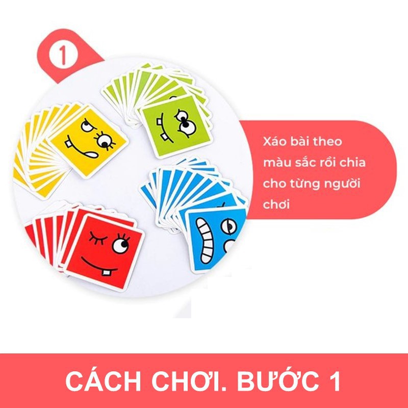 Bộ đồ chơi 3D xếp hình thay đổi biểu cảm khuôn mặt theo thẻ-64 thẻ Boardgame thử thách