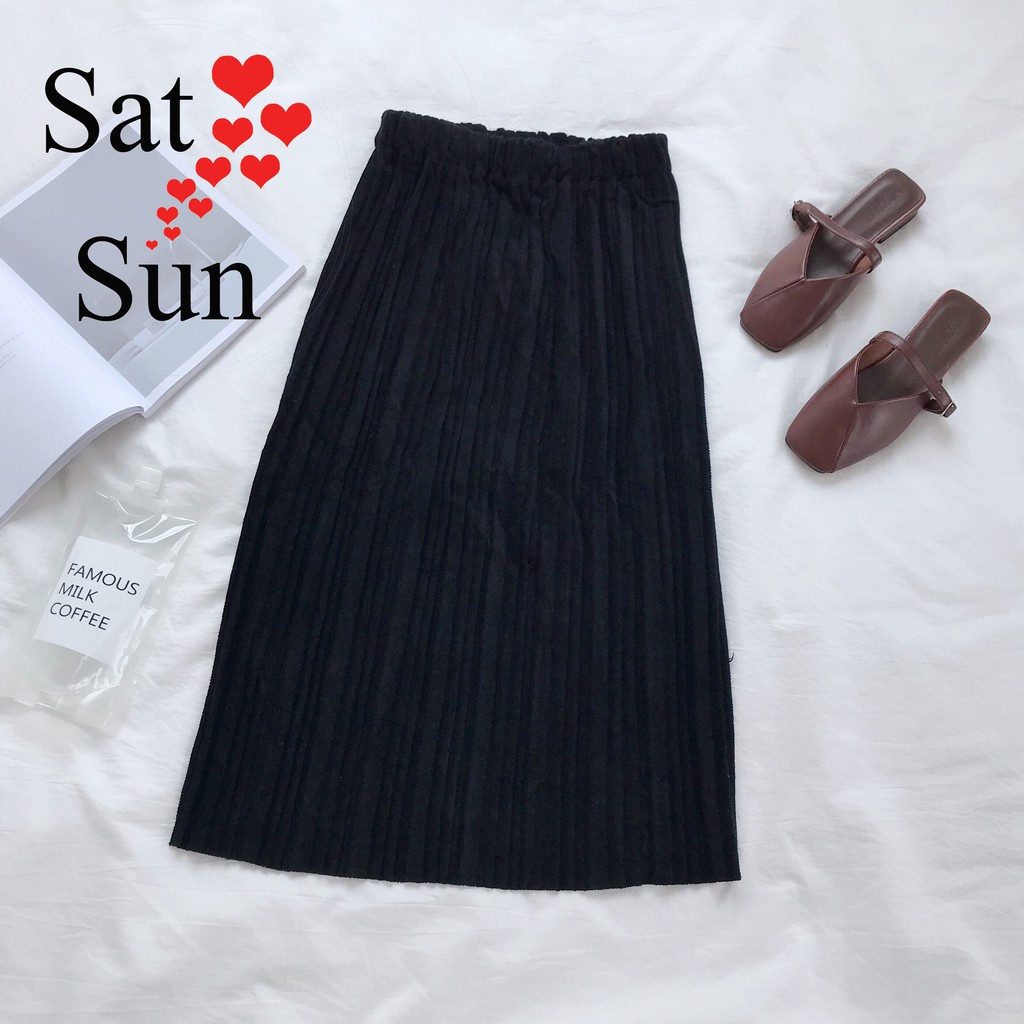 Chân váy midi dạ dáng dài thu đông SatSun | BigBuy360 - bigbuy360.vn