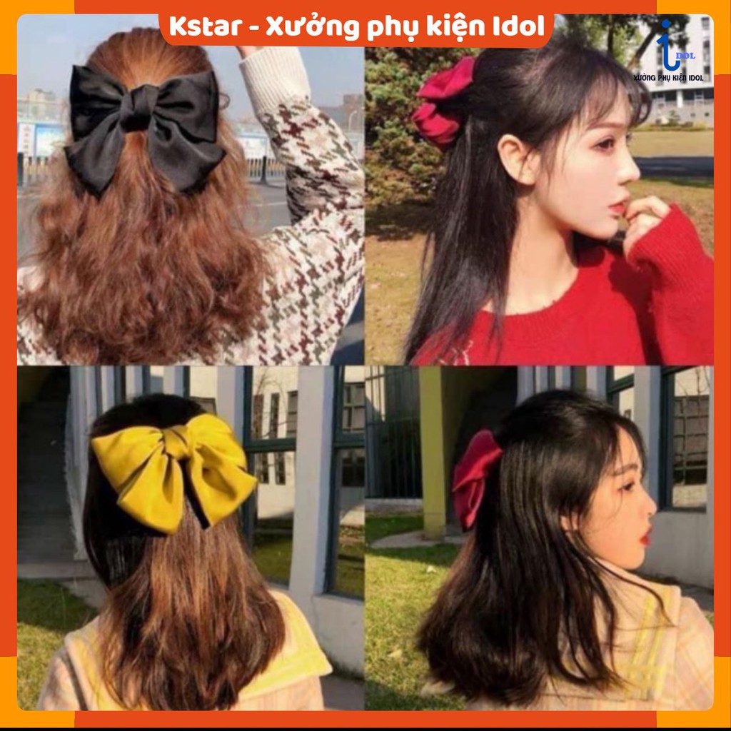 Kẹp tóc nơ bản to phong cách Hàn Quốc