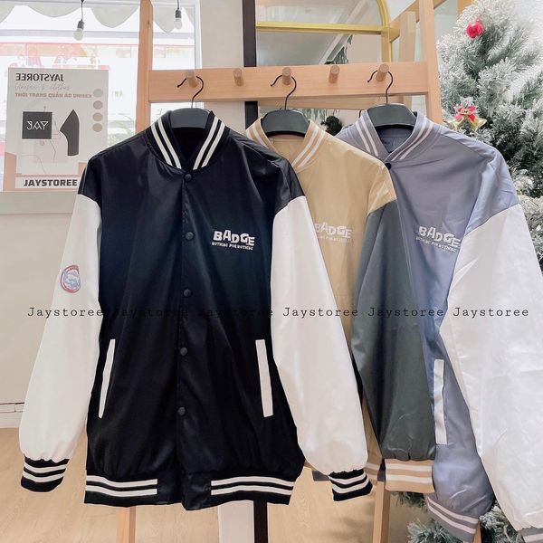 Áo khoác dù BOMBER BADGE form rộng Ulzang màu XANH/ĐEN/TAN 🦋/Nam nữ unisex ❤️ Jaystoree 2❤️