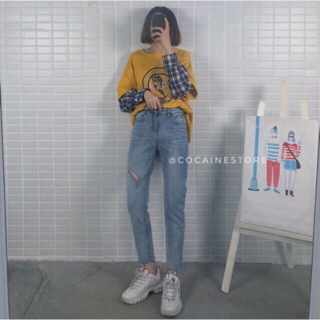 Quần slim baggy jeans rách was xéo V2 kèm ảnh thật