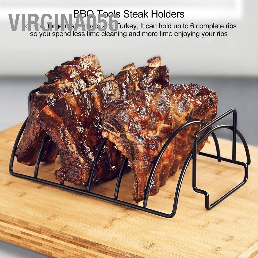 Virgina056 Outdoor metal BBQ Tools Steak Holders Rib Rack Grilling Kitchen Tool