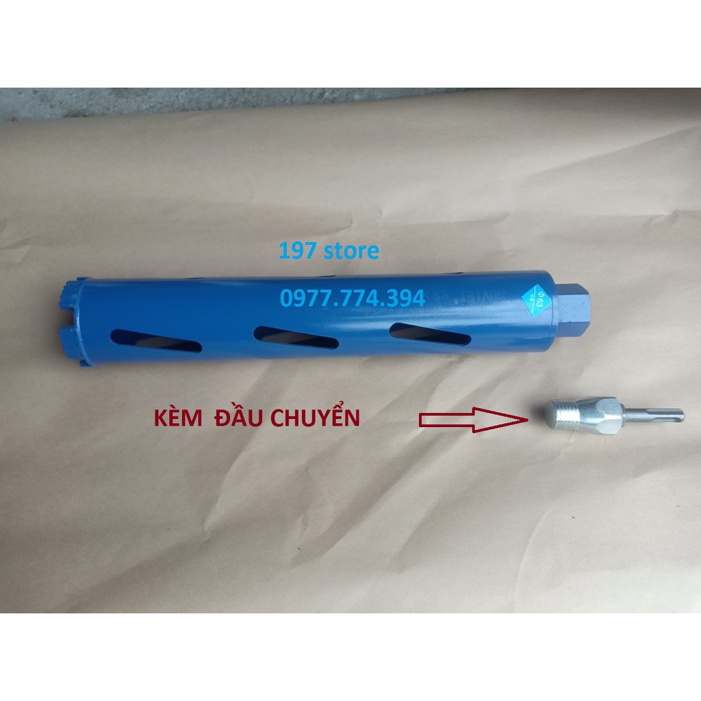 Mũi Khoan Rút Lõi Bê Tông Khô kèm đầu chuyển khoan phi 63mm Dành Cho Anh Em Thợ Điều Hòa mũi rút lõi bê tông có rãnh