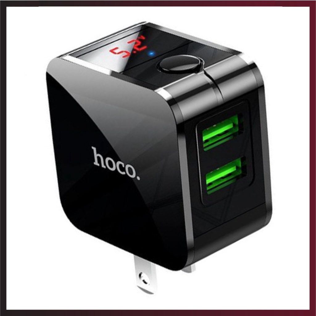Củ sạc nhanh tự ngắt chính hãng Hoco HK5  trang bị LED hiển thị thông minh và tiện ích, chân cắm thiết kế gập tiện lợi