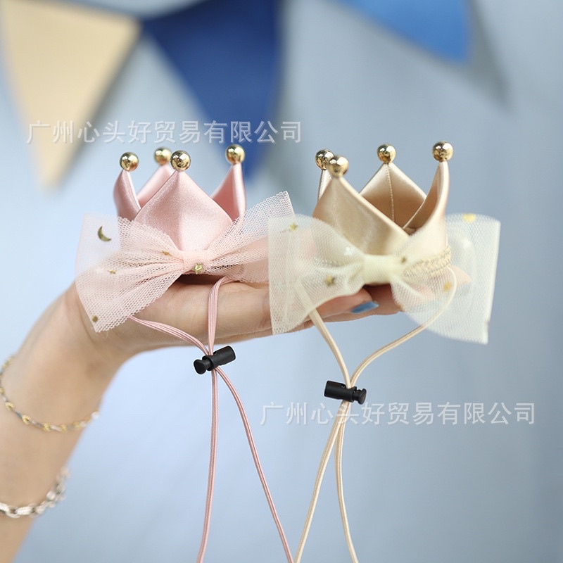 Kẹp tóc vương miện nơ sinh nhật xinh xắn cho bé