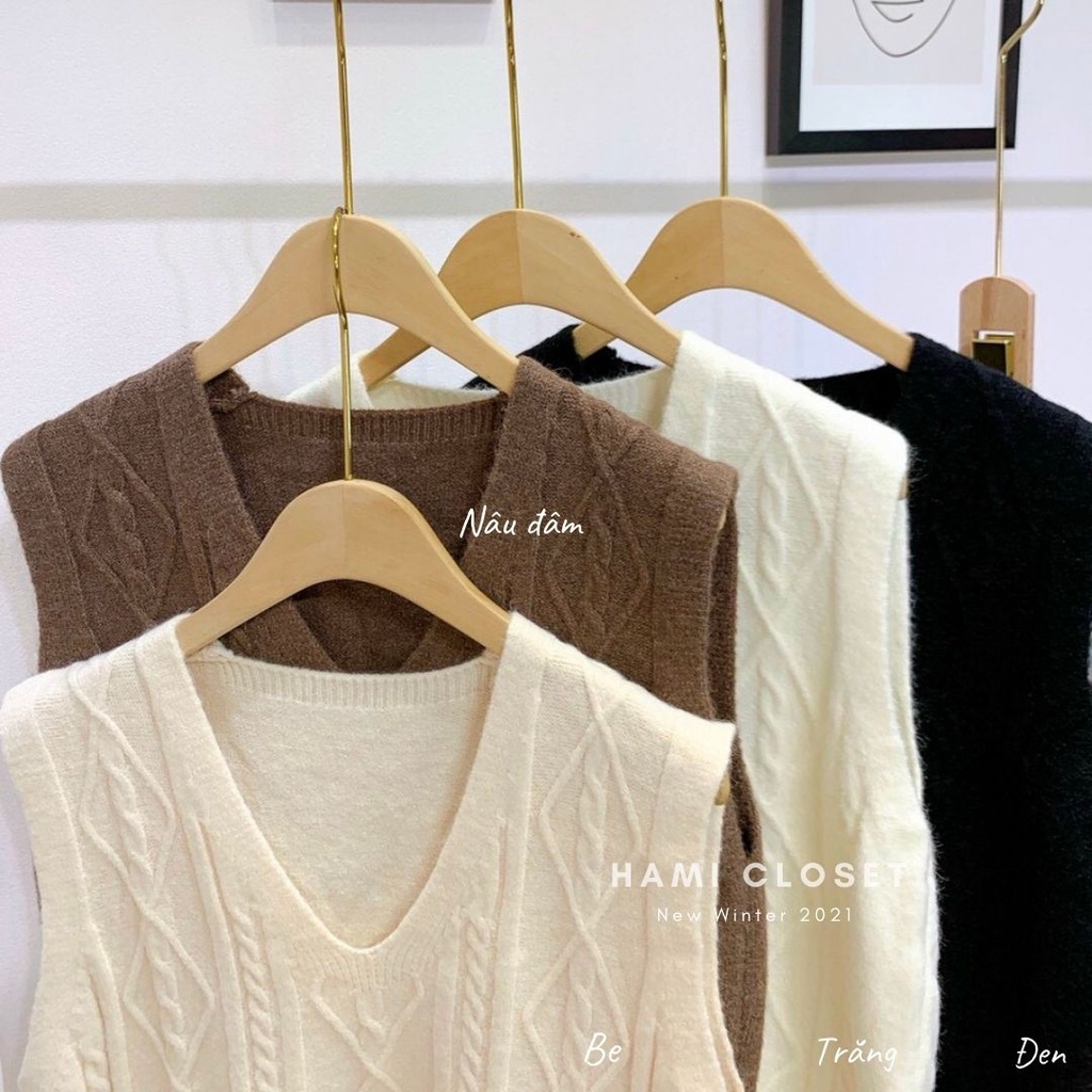 Áo gile len quả trám phối vặn thừng len mềm mịn hàng quảng châu 9903 | BigBuy360 - bigbuy360.vn