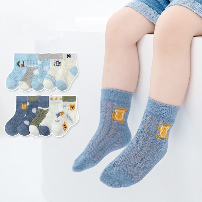 Set 5 Đôi Tất Cotton Hoạt Hình Đáng Yêu Dành Cho Bé 1-12 Tuổi