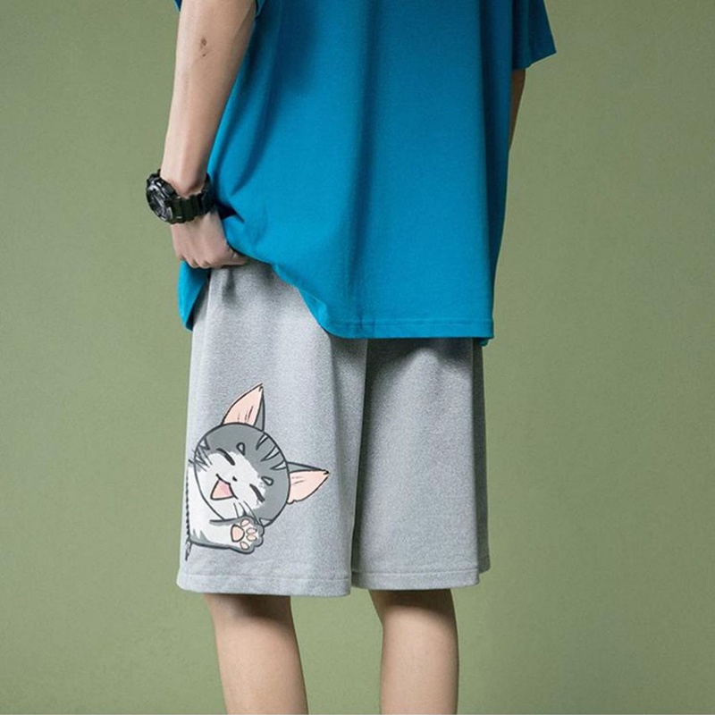 Quần short thể thao IELGY dáng suông in hình hoạt hình năng động thời trang cho nam